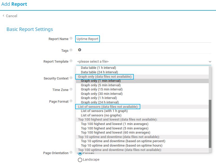 Summary report for all sensors