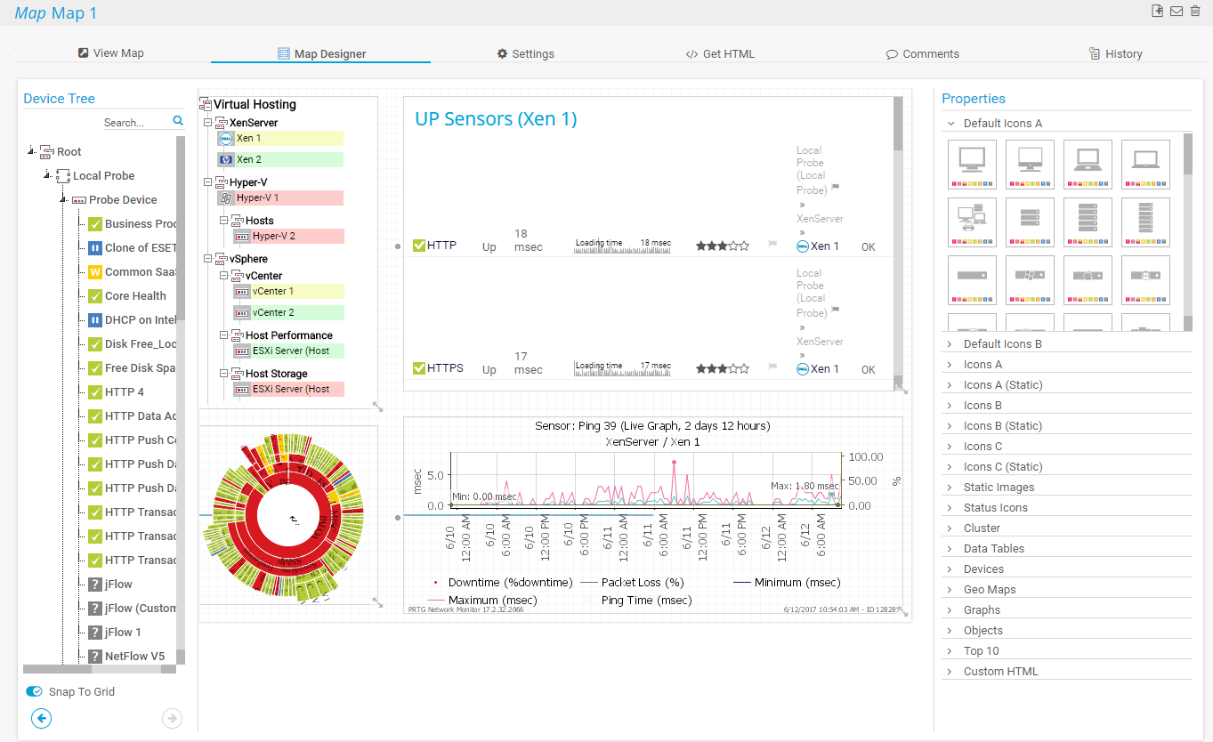  PRTG screenshot map designer